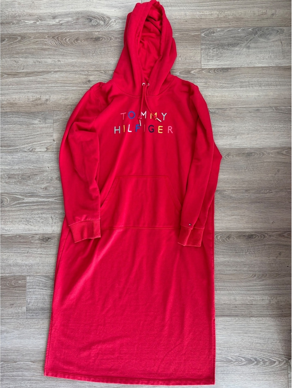 Tommy Hilfiger Hooded Sweatshirt Dress — Red, Size XXL
